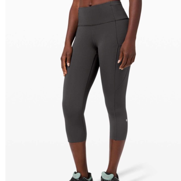 Lululemon Fast and Free Crop II 19" *Non-Reflective Graphite Grey size 12 - Picture 1 of 9